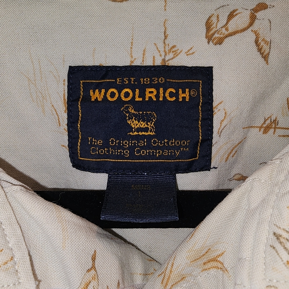 Vintage 1990s Woolrich Duck Pattern Mens Large Button Down Shirt